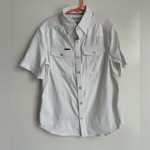 PONCHO Youth Mutton Buster Western Short Sleeve White Small 8 fishing pearl snap